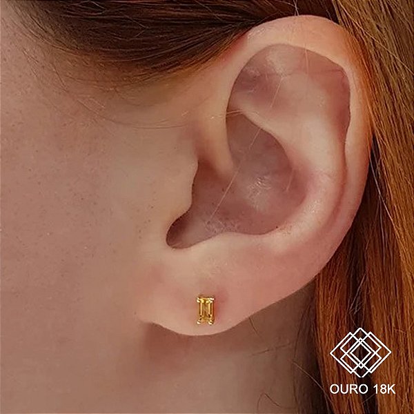 Brinco Ponto de Luz Ouro 18k Citrino