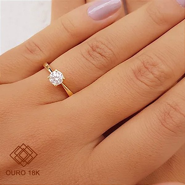 Anel Solitário Ouro 18k Brilhante Moissanite 40 pts