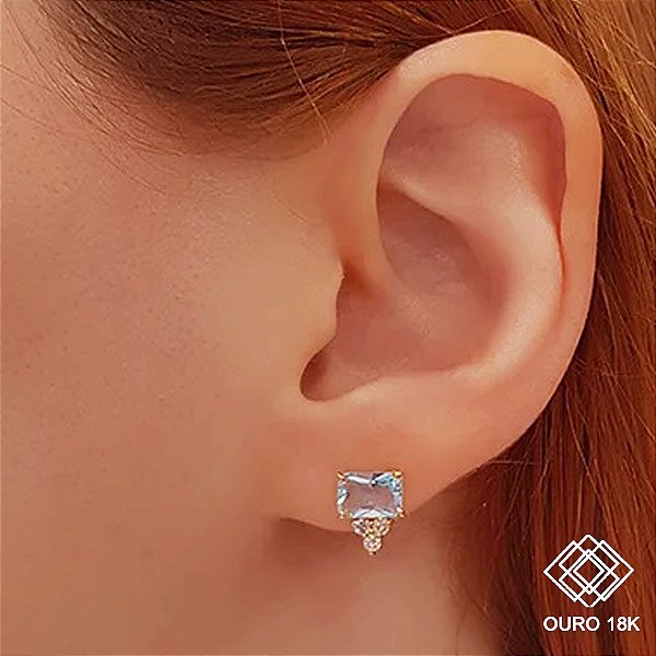 Brinco Ponto de Luz Ouro 18k Topázio