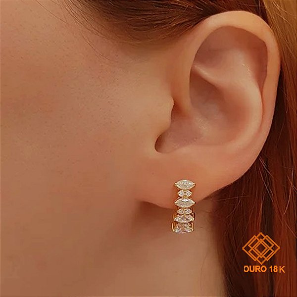 Brinco Navete Ouro 18k Diamante Cultivado 1,2 Cts