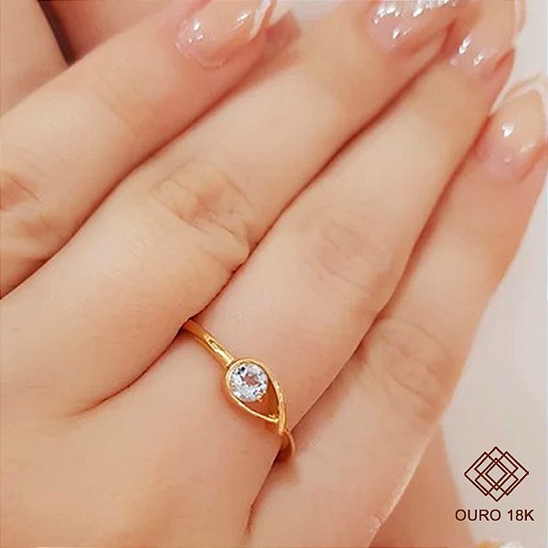 Anel Solitário Ouro 18k Topázio
