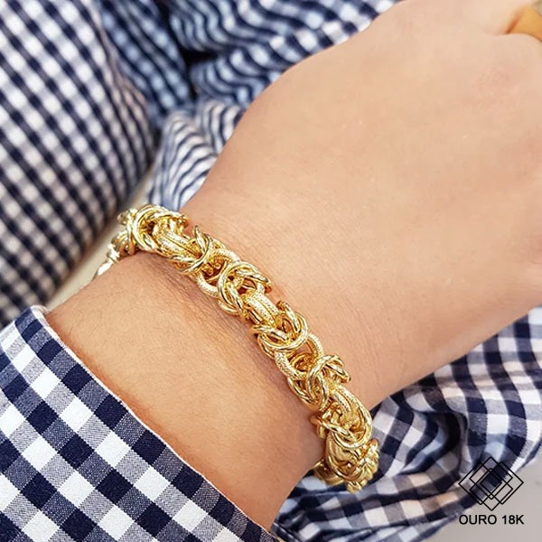 Pulseira Elo Bizantina Ouro 18k
