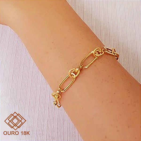 Pulseira Cadeado Elos Ouro 18k