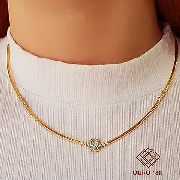 Gargantilha Aro Ouro 18k Topázio