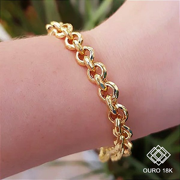 Pulseira Elo Português 7mm Ouro 18k
