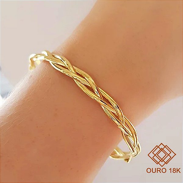 Bracelete Bold Trançado Ouro 18k