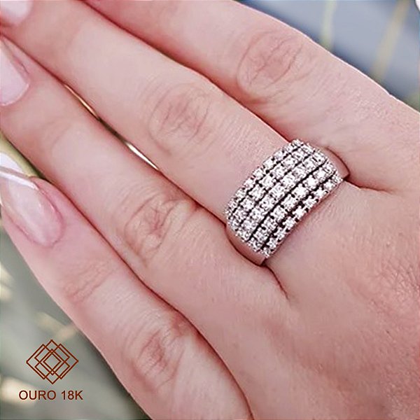Anel Aparador Ouro 18k Brilhante Moissanite 90 pts