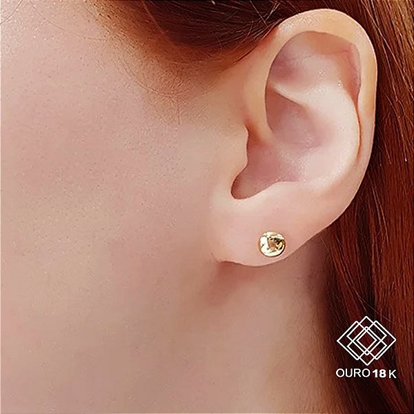 Brinco Esfera Lentilha Ouro 18k