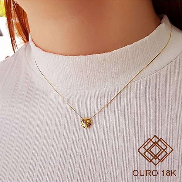 Gargantilha Esfera Achatada Ouro 18k