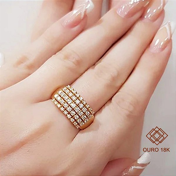 Anel Aparador Ouro 18k Diamante Laboratório 90 pts