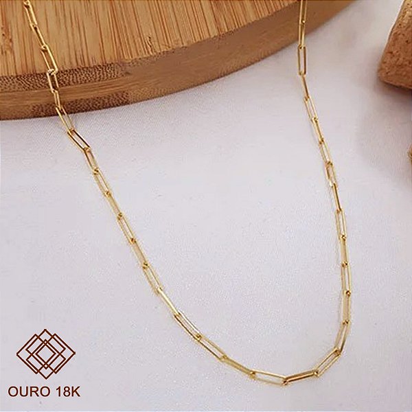 Cordão Malha Cadeado Ouro 18k - 50cm