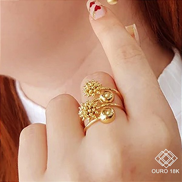 Anel Esferas Ouro 18k