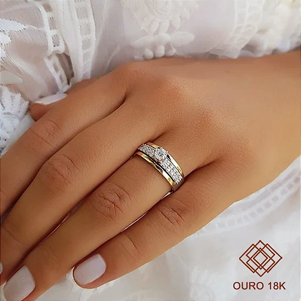 Anel Solitário Ouro 18k Brilhante Moissanite 50Pts