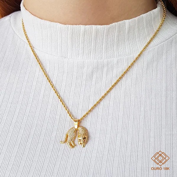 Pingente Pantera Ouro 18k Zircônia