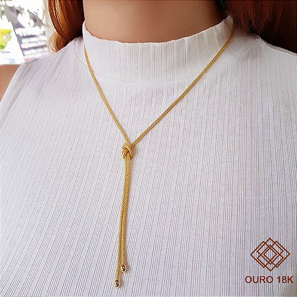 Gargantilha Nó Ouro 18k- 45 cm