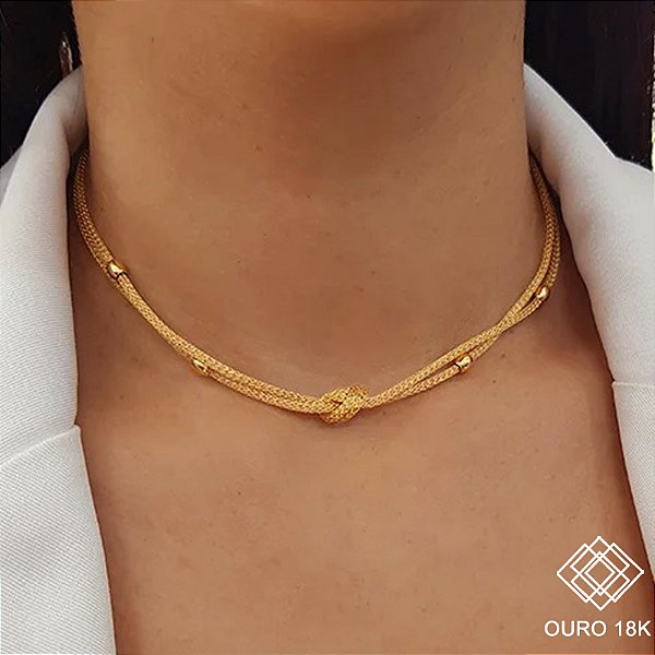 Gargantilha Nó Ouro 18k- 40 cm