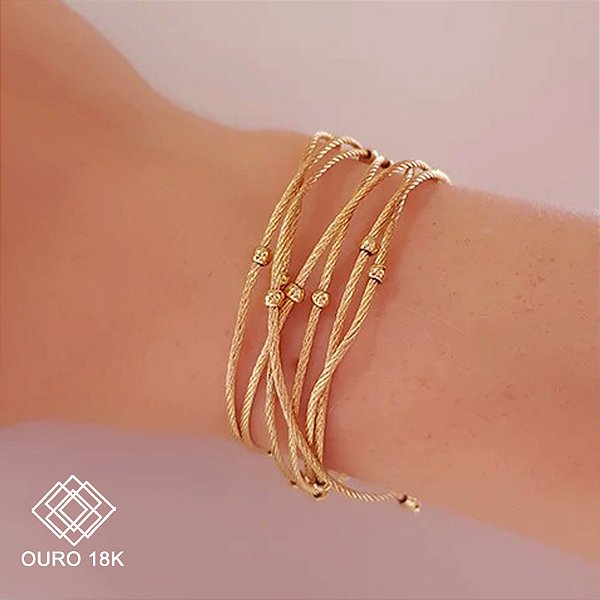 Pulseira/ Gargantilha Corda de Violão Ouro 18k-112cm
