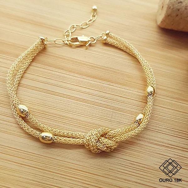 Pulseira Malha Corda Ouro 18k