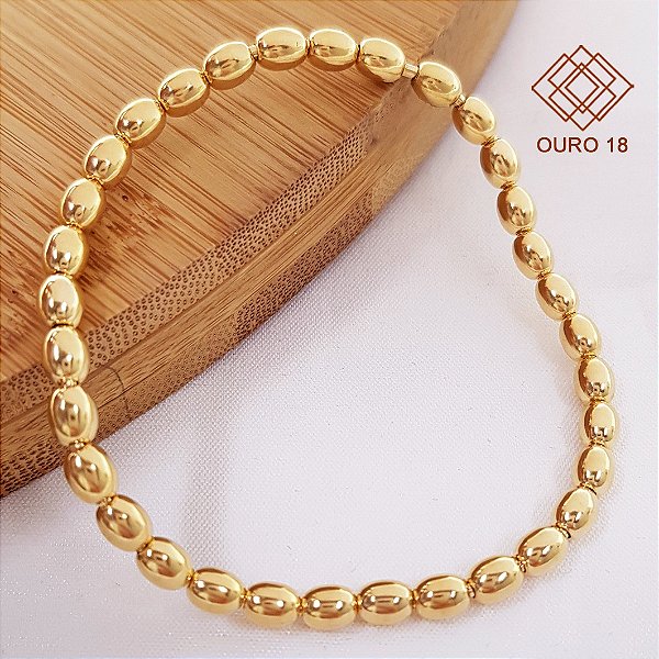 Pulseira Grão de Arroz Ouro 18k