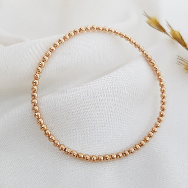 Pulseira Meleável Esferas Ouro Rosê 18k