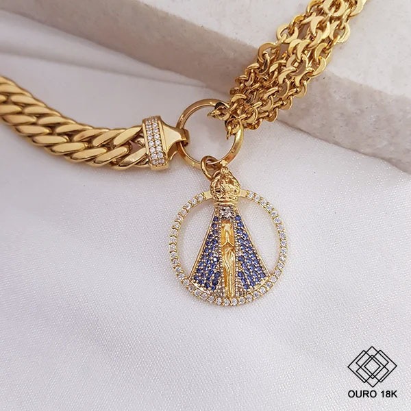 Pulseira Nossa Senhora Ouro 18k Zircônia