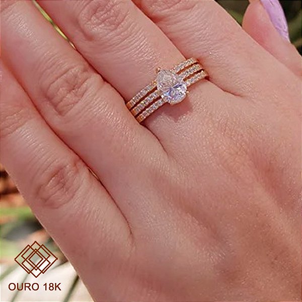 Anel Solitário Ouro 18k Brilhante Moissanite