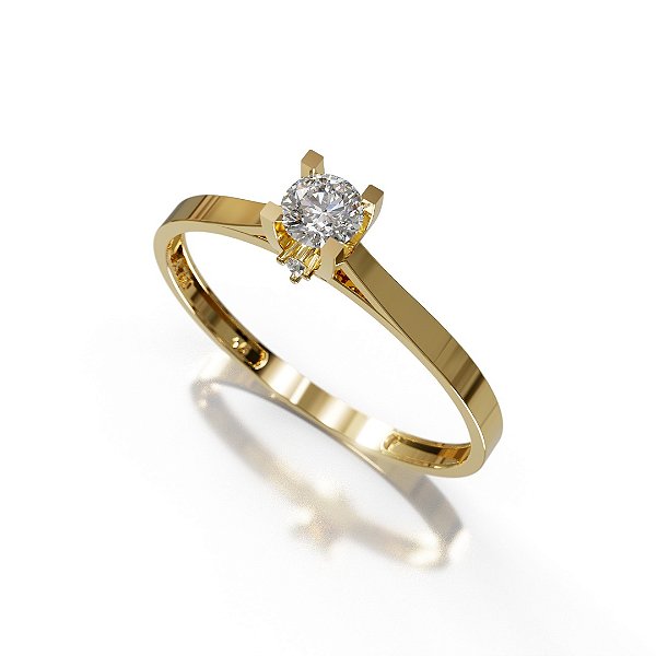 Anel Solitário Ouro 18k Brilhante Moissanite 15Pts