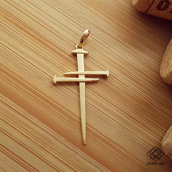 Pingente Cruz Pregos Ouro 18k