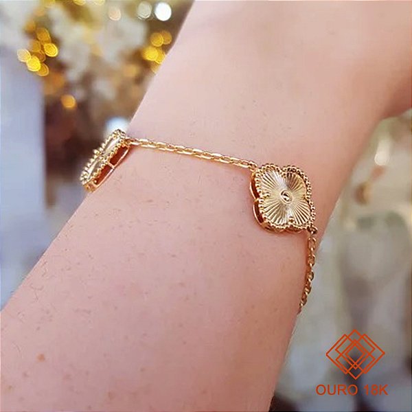 Pulseira Trevo Quatro Folhas Ouro 18k