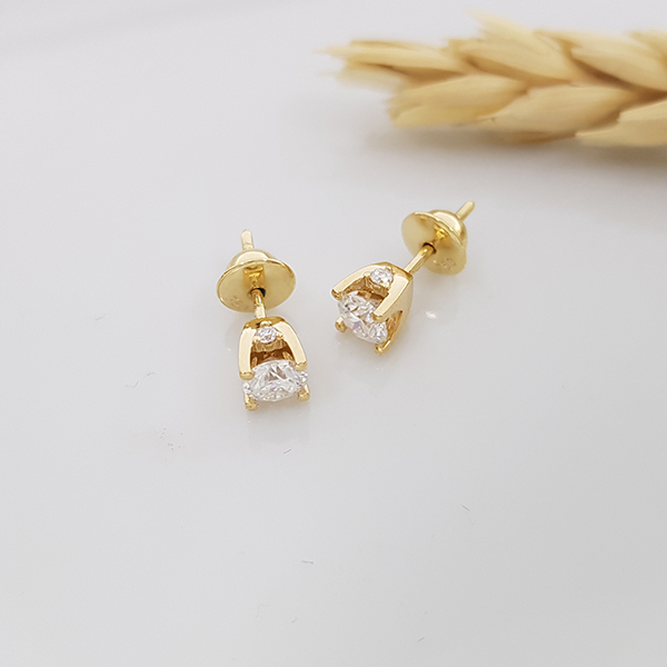 Brinco Solitário Ouro 18k - Brilhante Moissanite 60 Pts