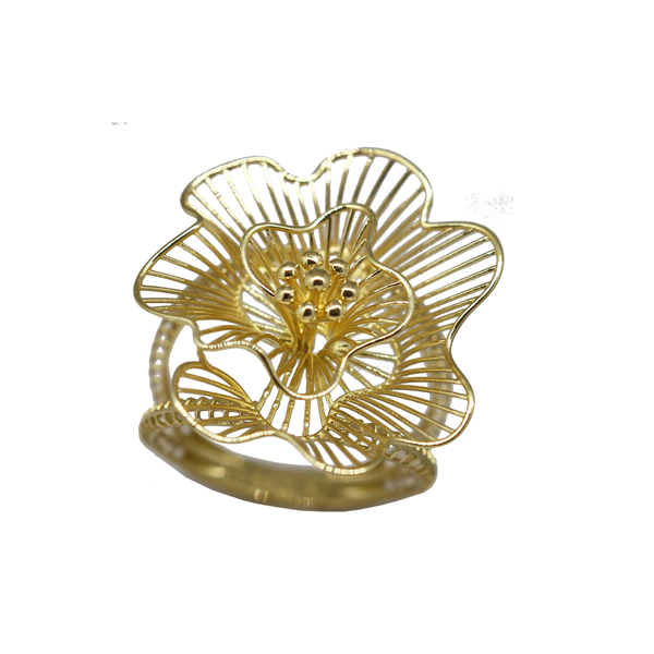 Anel Filigrana Flor Ouro 18k