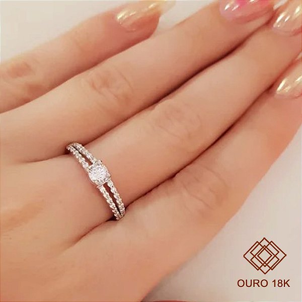 Anel Solitário Ouro 18k Brilhante Moissanite 50Pts