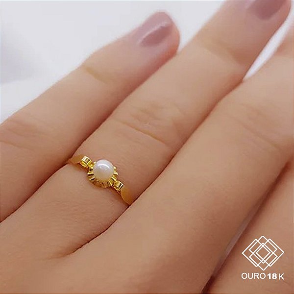 Anel Infantil Ouro 18k Pérola
