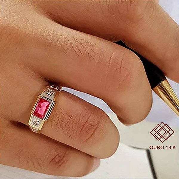 Anel Formatura Ciências Contábeis Masculino Ouro 18k Zircônia