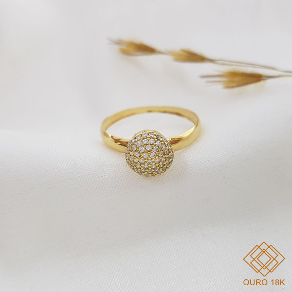 Anel Chuveiro Ouro 18k Zircônias