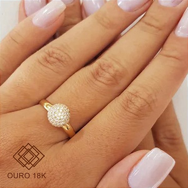 Anel Chuveiro Ouro 18k Zircônias