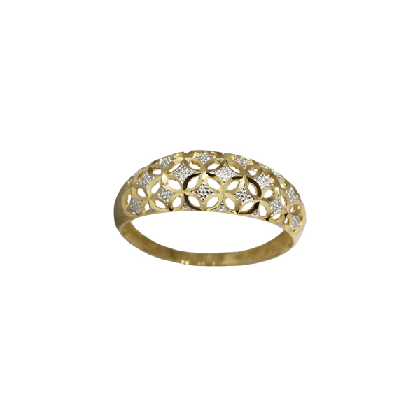 Anel Estamparia Dois Tons Ouro 18k