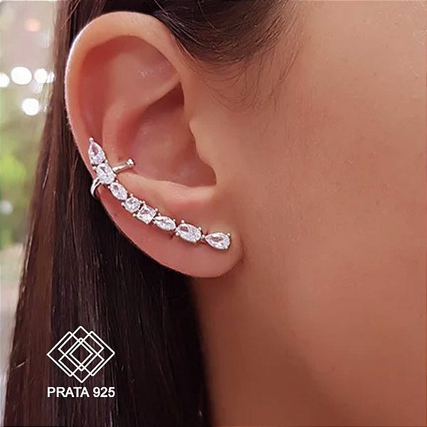 Brinco Ear Cuff Prata 925 Zircônias