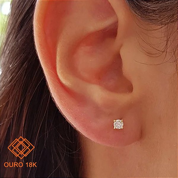 Brinco Ponto de Luz Ouro 18k Brilhante Moissanite 20 Pts