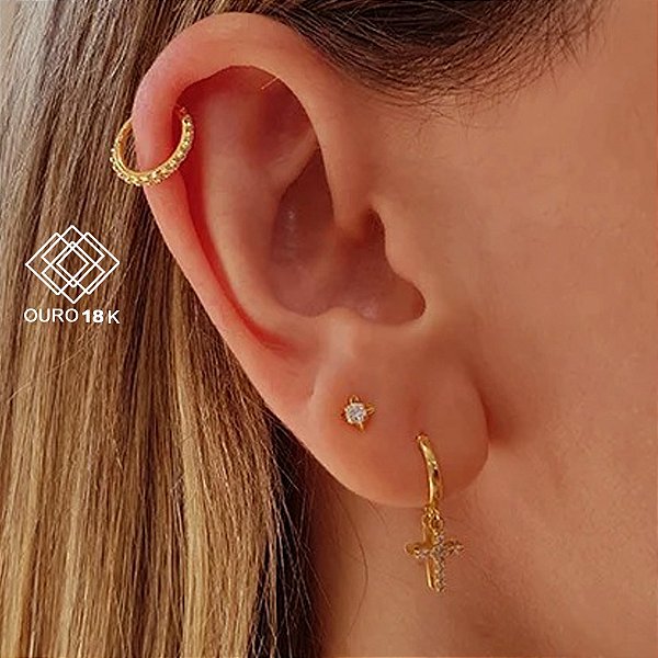 Piercing Ouro 18k Zircônias