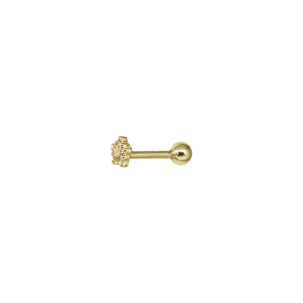 Piercing Tragus Flor Ouro 18k Zircônias