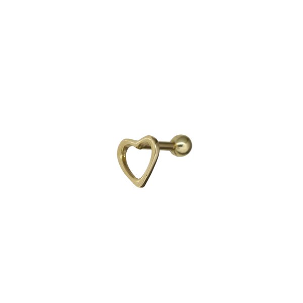 Piercing Tragus Coração Ouro 18k