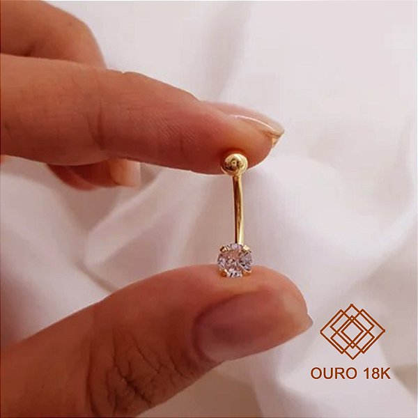 Piercing Umbigo Ouro 18k Zircônia
