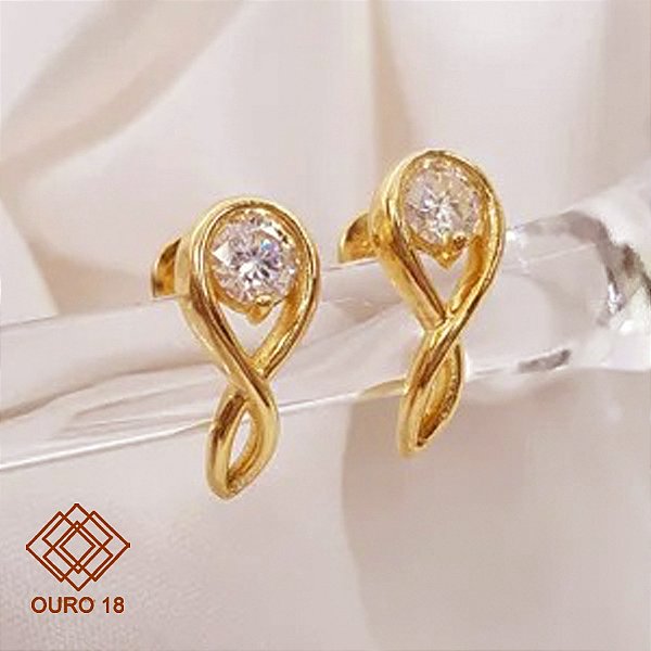 Brinco Torcido Ouro 18k - Diamante Cultivado 1Klt