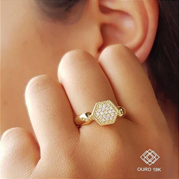 Anel Chuveiro Ouro 18k Brilhante Moissanite 20Pts