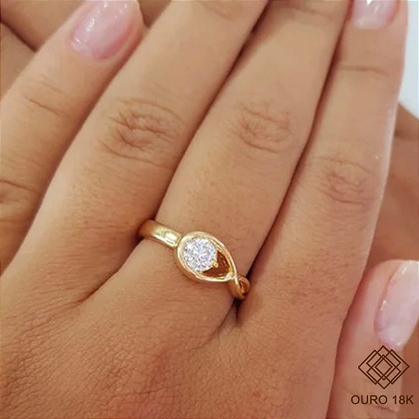 Anel Solitário Ouro 18k Brilhante Moissanite 30Pts