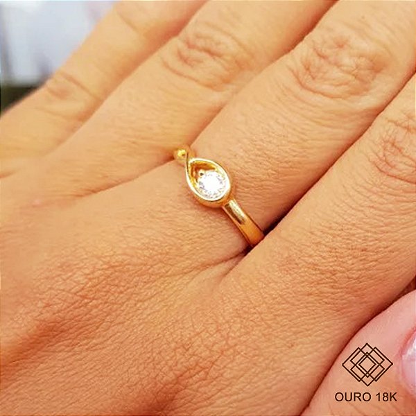 Anel Solitário Ouro 18k Brilhante Moissanite 20Pts