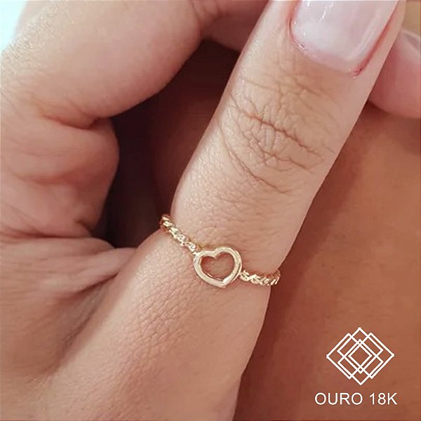 Anel Coração Torcido Ouro 18k