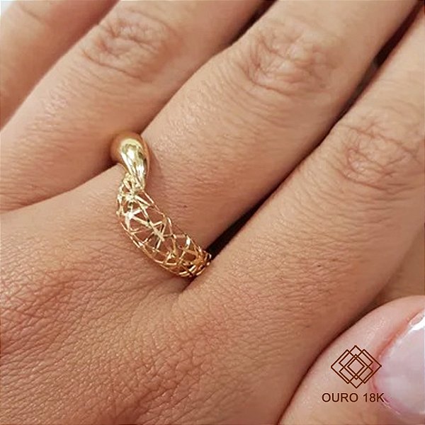 Anel Torcido Filigrana Ouro 18k