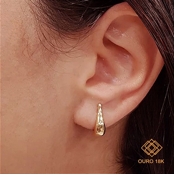 Brinco Argola Bold Gota Ouro 18k